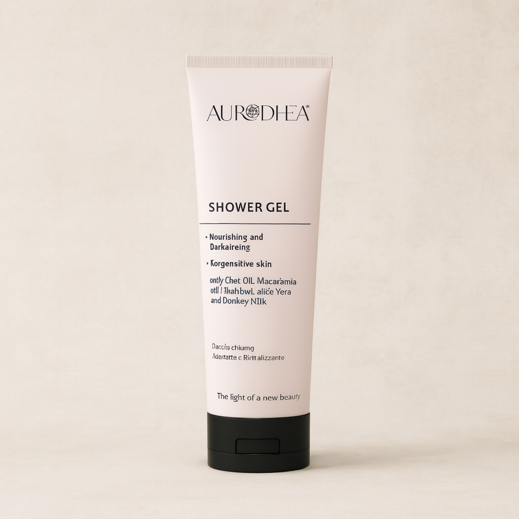 Produit bain et douche Aurodhea au lait d’ânesse, formule douce et protectrice adaptée aux peaux délicates.