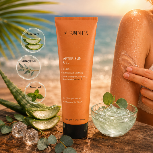 Gel après soleil Aurodhea Ice Effect aloe vera menthol effet fraîcheur peau