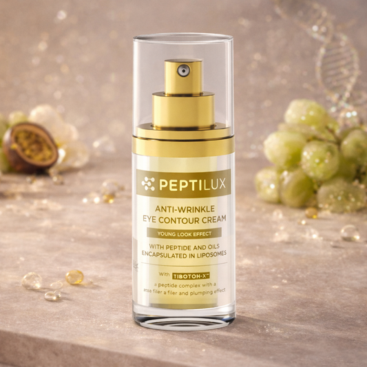 Contour des yeux anti-rides Peptilux effet young look avec TIBOTOH-X™, flacon 15 ml