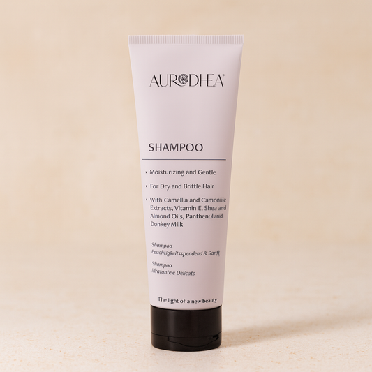 Produit capillaire Aurodhea au lait d’ânesse, enrichi en camomille, camélia et protéines de blé.